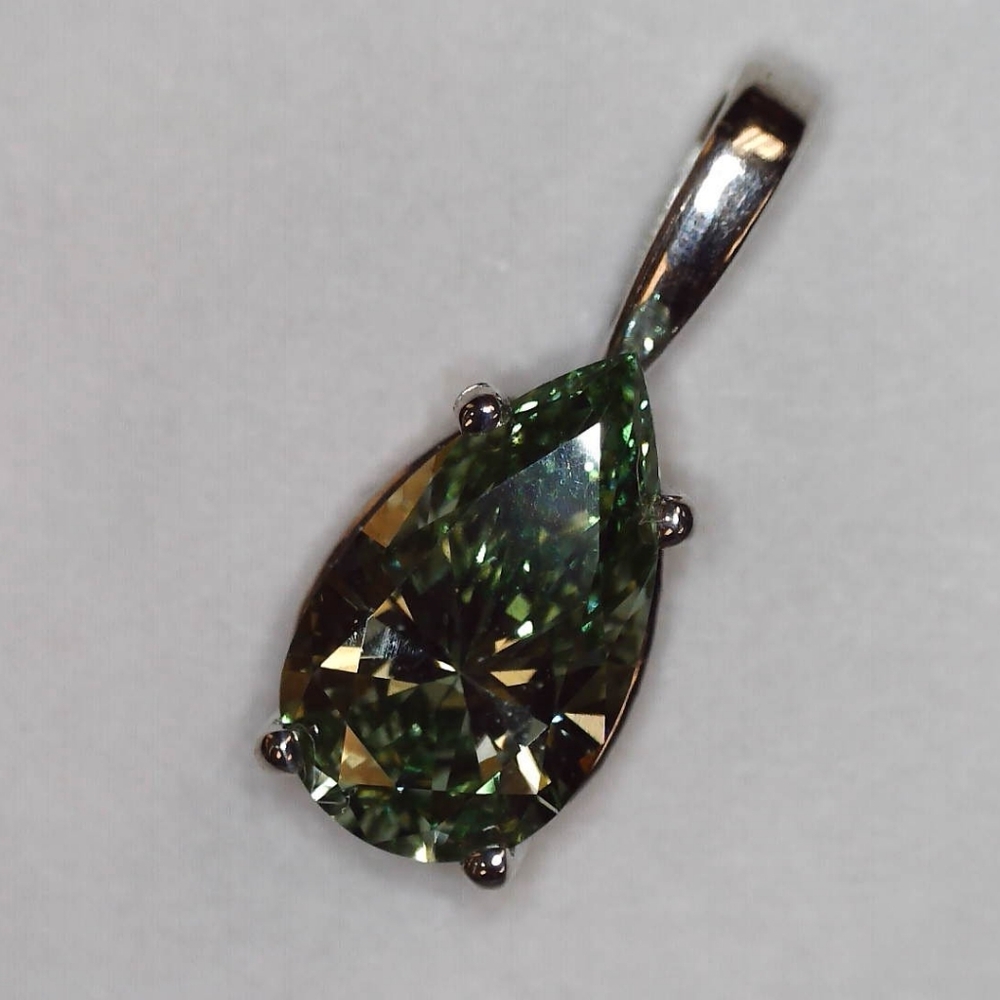 1ct. Green Lab Diamond 10K White Gold Pendant (No Chain)